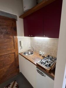 a small kitchen with a sink and a stove at La Terrazza Sul Monte in Monte San Savino +6 photos