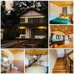 a collage of four pictures of a house at Đồi Lát Homestay in Da Lat