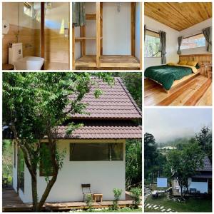 a collage of four pictures of a house at Đồi Lát Homestay in Da Lat +1 photo
