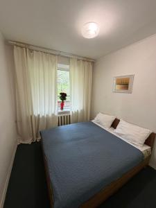 a bedroom with a bed and a window at Готель на Шнеєрсона in Dnipro