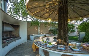 a table with food on it under a tree at Abano Ritz Hotel Terme in Abano Terme