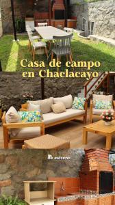 a collage of photos of a couch and a table at La casa del cuadro in Lima
