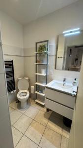 a bathroom with a toilet and a sink at Studio Mirepoix in Mirepoix