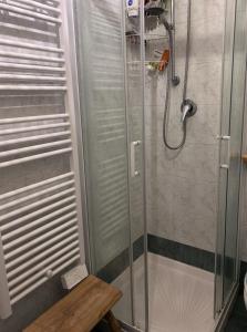 a bathroom with a shower with a glass door at daNilomare in Marcelli