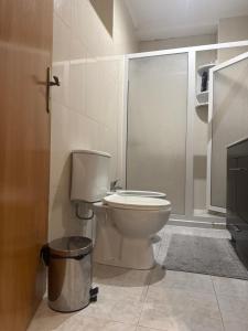 a bathroom with a toilet and a shower at Quarto Bica Central in Lisbon