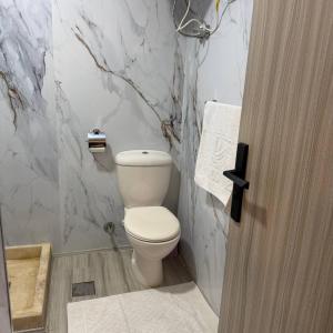 a bathroom with a white toilet and marble walls at Hurghada Porto View in Hurghada +27 photos
