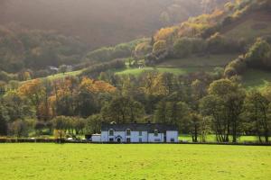 a house in a field in the middle of a hill at Half Moon Inn in Llanthony
