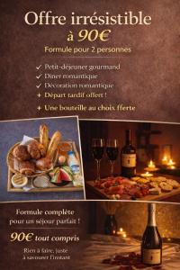 a flyer for a wine tasting event with a plate of food at Le Lovy , Studio indépendant avec Jacuzzi in Cézac +13 photos