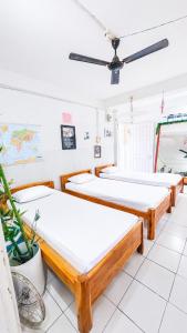 a group of four beds in a room at Backpackers Hub in Dimapur +17 photos