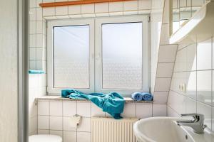 a bathroom with a sink and a window at Sonne in Diedrichshagen +27 photos