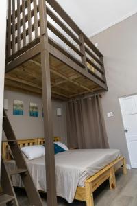 ein Schlafzimmer mit einem Etagenbett und einer Leiter in der Unterkunft Comfi Spaces in Canaan + 60 Fotos