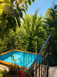 a swimming pool in the middle of a forest at Austria Luxury Apartments, Faraya Hotel in Fārayyā