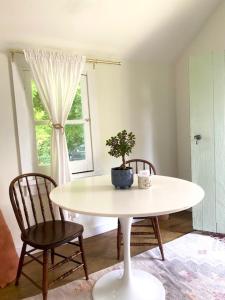 a table with a potted plant on it in a room at Gatherwild Ranch in Germantown