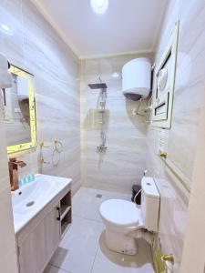 a bathroom with a toilet and a sink at Sunshine Pyramids Hotel & Restaurant in Cairo +118 photos