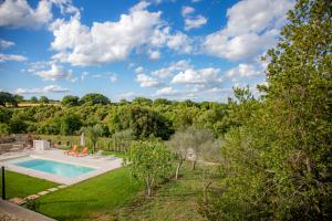 an external view of the garden and swimming pool at Villa Santa Lucia in Noto