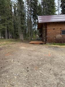 a log cabin in the middle of a forest at Little Dry Cabin #3 in Fairbanks