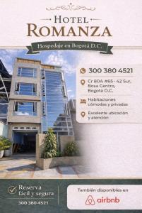 a flyer for a hotel romananza house at Hotel Romanza in Bogotá