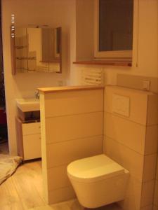 ein Bad mit einem WC und einem Waschbecken in der Unterkunft Ferienwohnung Dähne in Allagen