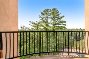 a balcony with a black railing and a tree at Chula Vista 2517 & 2519 in Wisconsin Dells