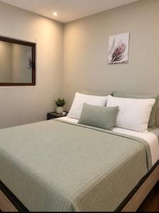 a bedroom with a large bed with a mirror at Casa Cerejeiras - Condomínio Privado in Bananeiras +9 photos