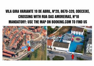a collage of a map of a city with a street at vila gira odeceixe in Odeceixe