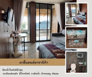a collage of photos of a hotel room at ผาฮี้แลนด์โฮมสเตย์ in Mae Sai