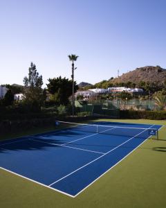 a tennis court with a palm tree in the background at La Manga Amarilla in Cartagena