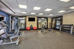 a gym with several treadmills and cardio equipment at Hampton Inn by Hilton West Bloomfield Novi in Farmington Hills