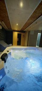 a large tub filled with blue water in a room at Anonim Plus in Vrdnik +28 photos
