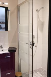a bathroom with a shower and a sink at L'Eden maison avec jardin proche du Puy dufou in Les Landes-Génusson +10 photos