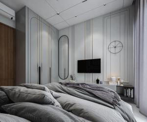a bedroom with a large bed and a flat screen tv at Hotel The New Pacific Suites Near IGI Airport Delhi in New Delhi