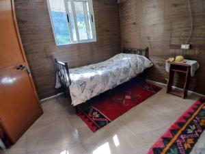 a small bedroom with a bed and a window at Stilios guesthouse in Grumas +11 photos