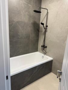 a bathroom with a bath tub and a shower at Apart Hotel Balti 2 in Bălţi