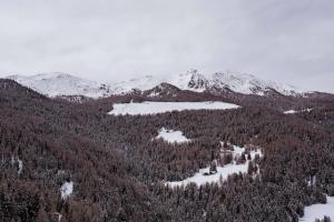 an aerial view of a mountain with trees and snow at Ca' De Sass in Pila +151 photos