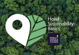 austration of a heart and a forest with the words hotel sustainability basics at Golden Tulip Roissy Saint Witz in Saint-Witz