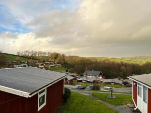 an aerial view of a small town with houses at Elmrise View in Llanstephan