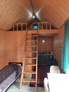 a room with a ladder and a bunk bed at Perizat in Saty