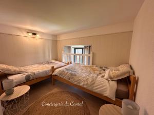a bedroom with two beds and a window at Edelweiss in Apchon