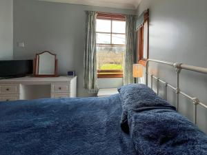 a bedroom with a bed and a window and a mirror at Avocet Apartment - Uk51130 in Carradale +5 photos