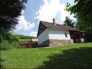 a small house in a field with a grass yard at Casa Szatina in Kishajmás