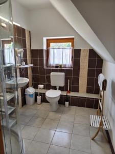 a bathroom with a toilet and a sink at Salvia Guesthouse Balatonfüred in Balatonfüred +16 photos
