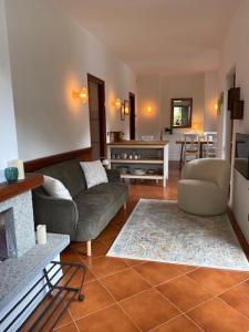 a living room with a couch and a fireplace at Sul fiume di Varallo in Varallo
