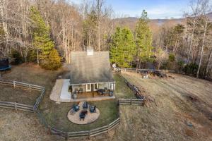 an aerial view of a house with a porch at Blue's Barn in Nellysford