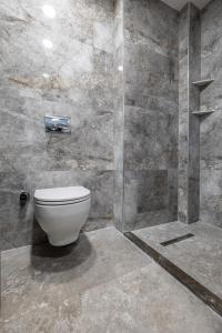 a bathroom with a toilet and a shower at Asil Luxury Boutique in Burhaniye
