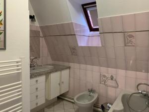 a bathroom with a sink and a toilet at Grand Duplex 9 pers-Centre de La Bourboule in La Bourboule +44 photos