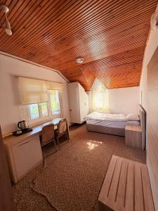 a room with a bed and a desk in a room at Divisey Pansiyon in Unye