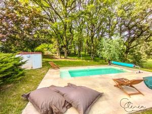 a swimming pool with two pillows next to at Green Oak Windows & Wood in Albi