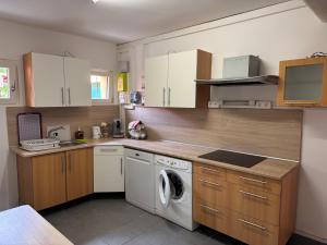 a kitchen with a washer and dryer in it at Le Paradis in Belfort