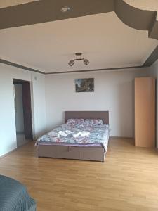 a bedroom with a bed and a ceiling at Apartments Stefan Trpejca in Ohrid