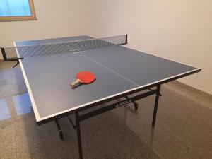 a ping pong table with a red paddle on it at Ferienhaus Traumblick-Neustadt in Neustadt an der Weinstraße